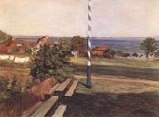 Leibl, Wilhelm Landscape with Flagpole (mk09) USA oil painting artist